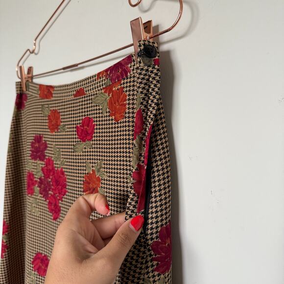 Vintage Womens Houndstooth Skirt Size 12 Midi Academia Preppy Old Money Citycore - Picture 5 of 7